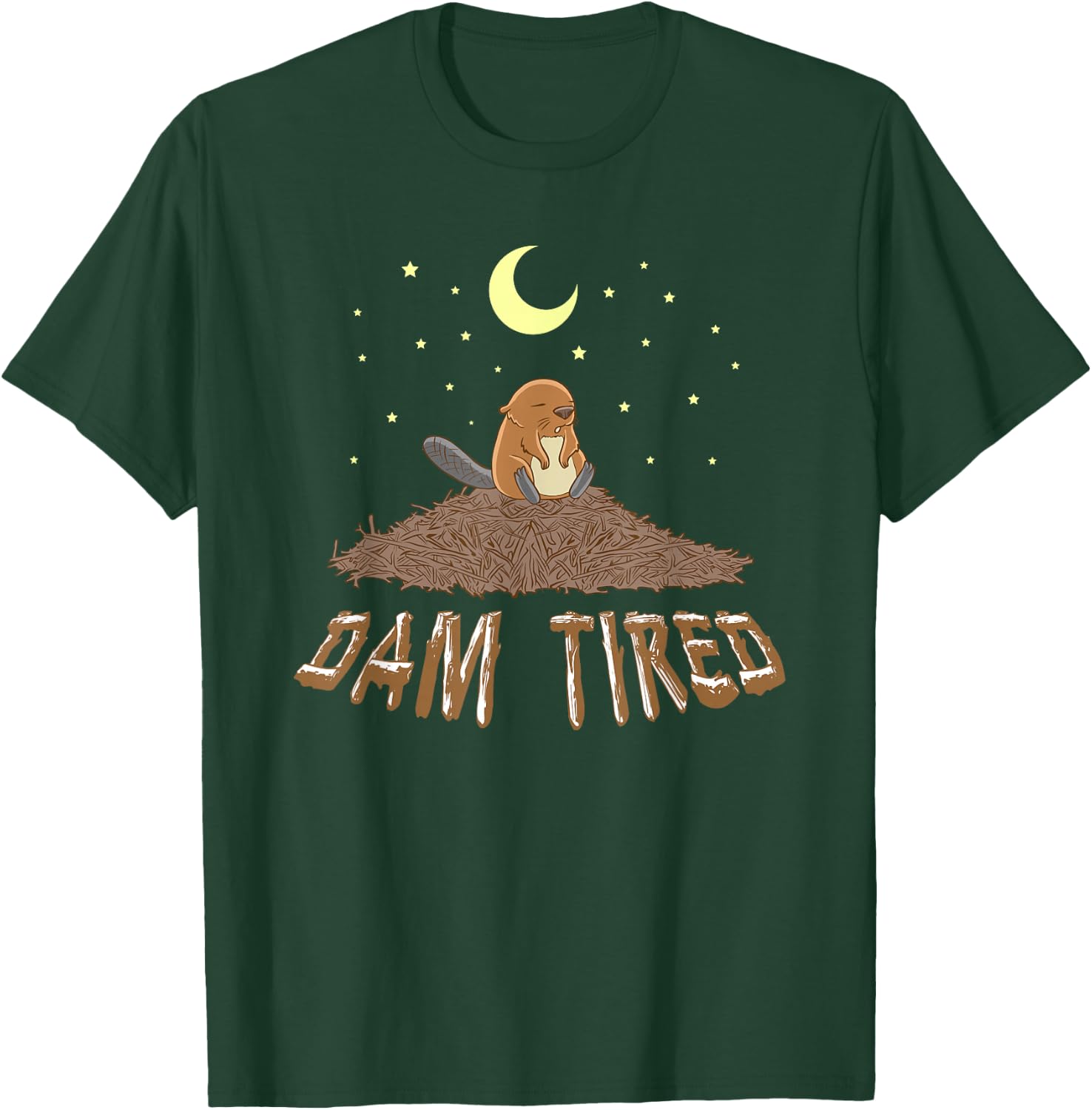 Animal Pajama Night Shirt - DAM TIRED Beaver T-Shirt - T-Shirt | Forest
