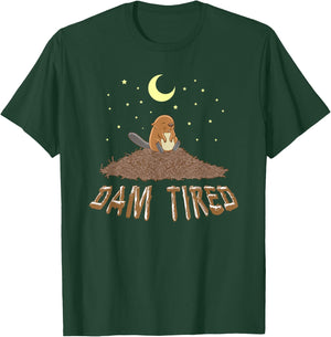 Animal Pajama Night Shirt - DAM TIRED Beaver T-Shirt - T-Shirt | Forest