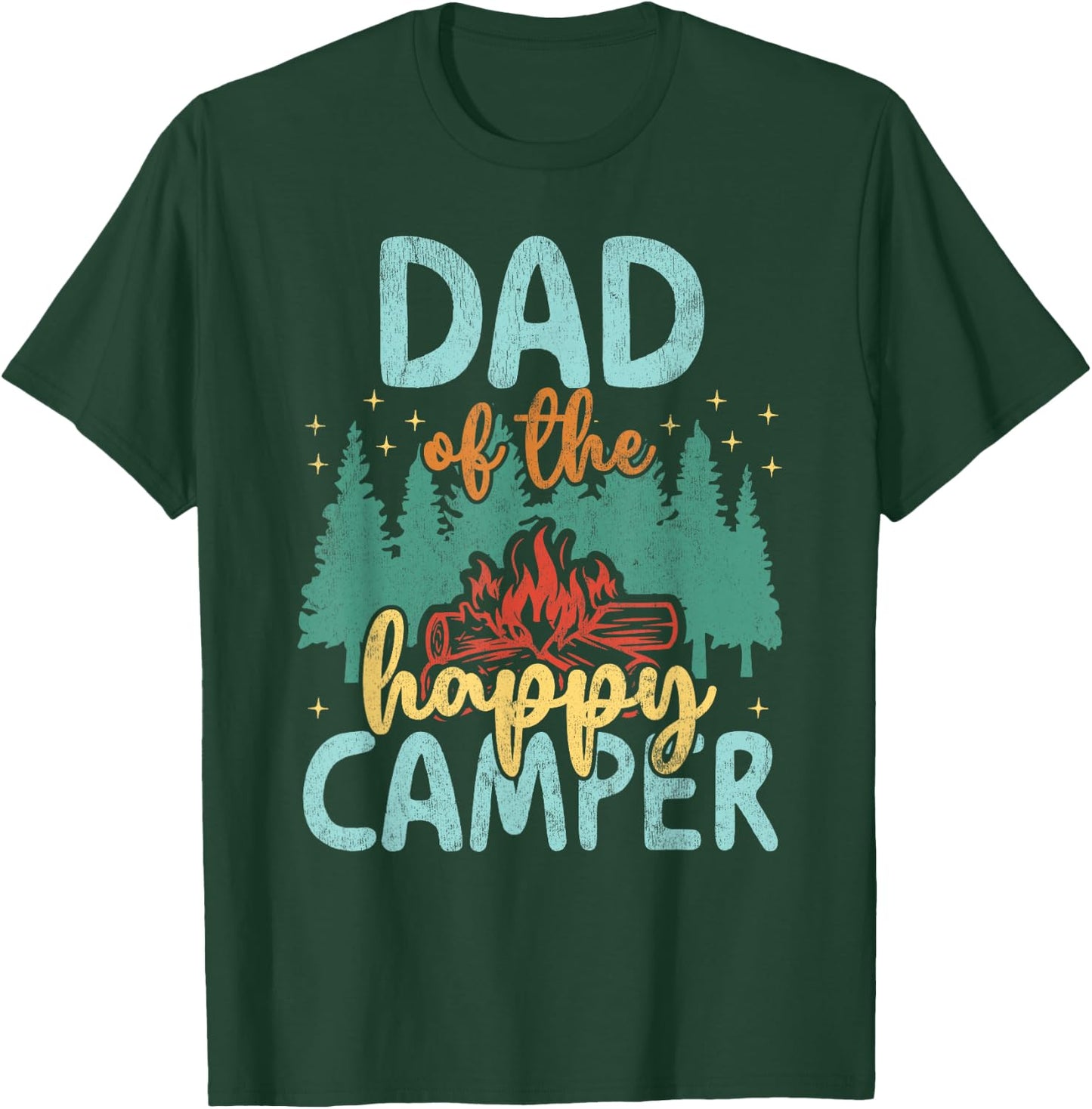 Dad of Happy Camper 1st Birthday Party Retro Dad T-Shirt - T-Shirt | Forest