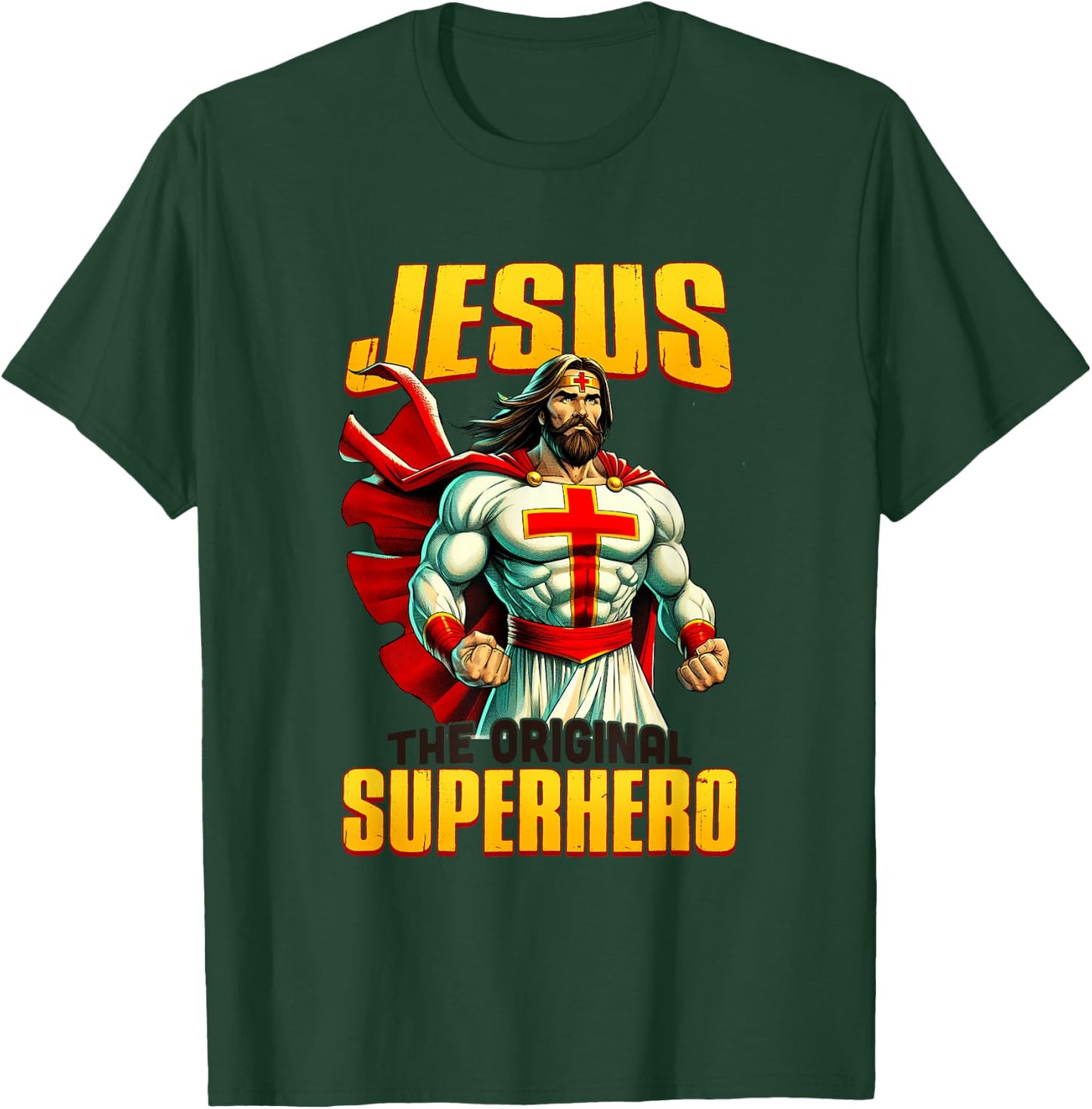 Jesus Original Superhero Comic Style Funny Christian Comic T-Shirt - T-Shirt | Forest