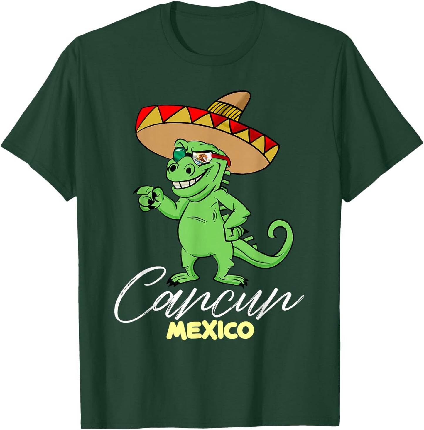 Cancun Mexico Mexican T Rex Dino Funny Cancun T-Shirt - T-Shirt | Forest