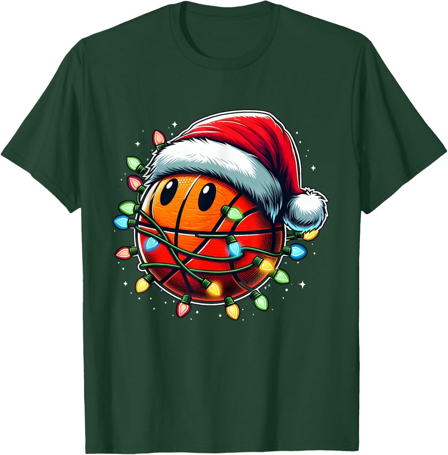 Christmas Basketball Xmas Santa Basketball Lover Boys Girls T-Shirt - T-Shirt | Forest