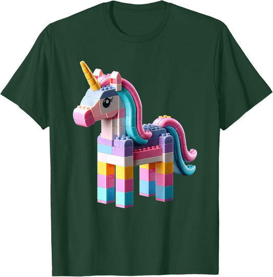 Master Builder Bricks Blocks Play Toys Unicorn T-Shirt - T-Shirt | Forest