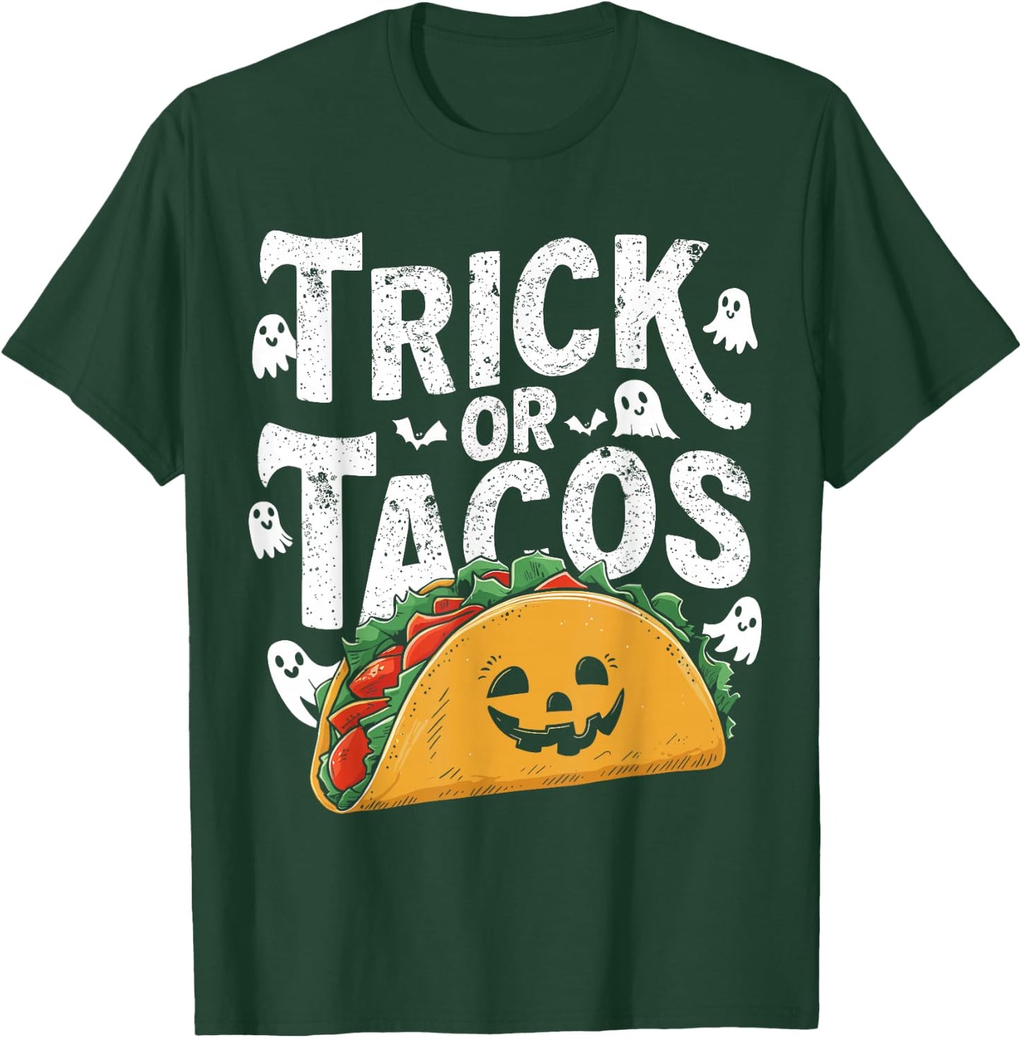 Trick or Tacos Mexican Funny Halloween Taco Food Lover T-Shirt - T-Shirt | Forest