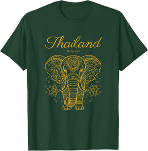 Elephant Thailand Gifts -Adults Thailand Elephant Black Small T-Shirt - T-Shirt | Forest