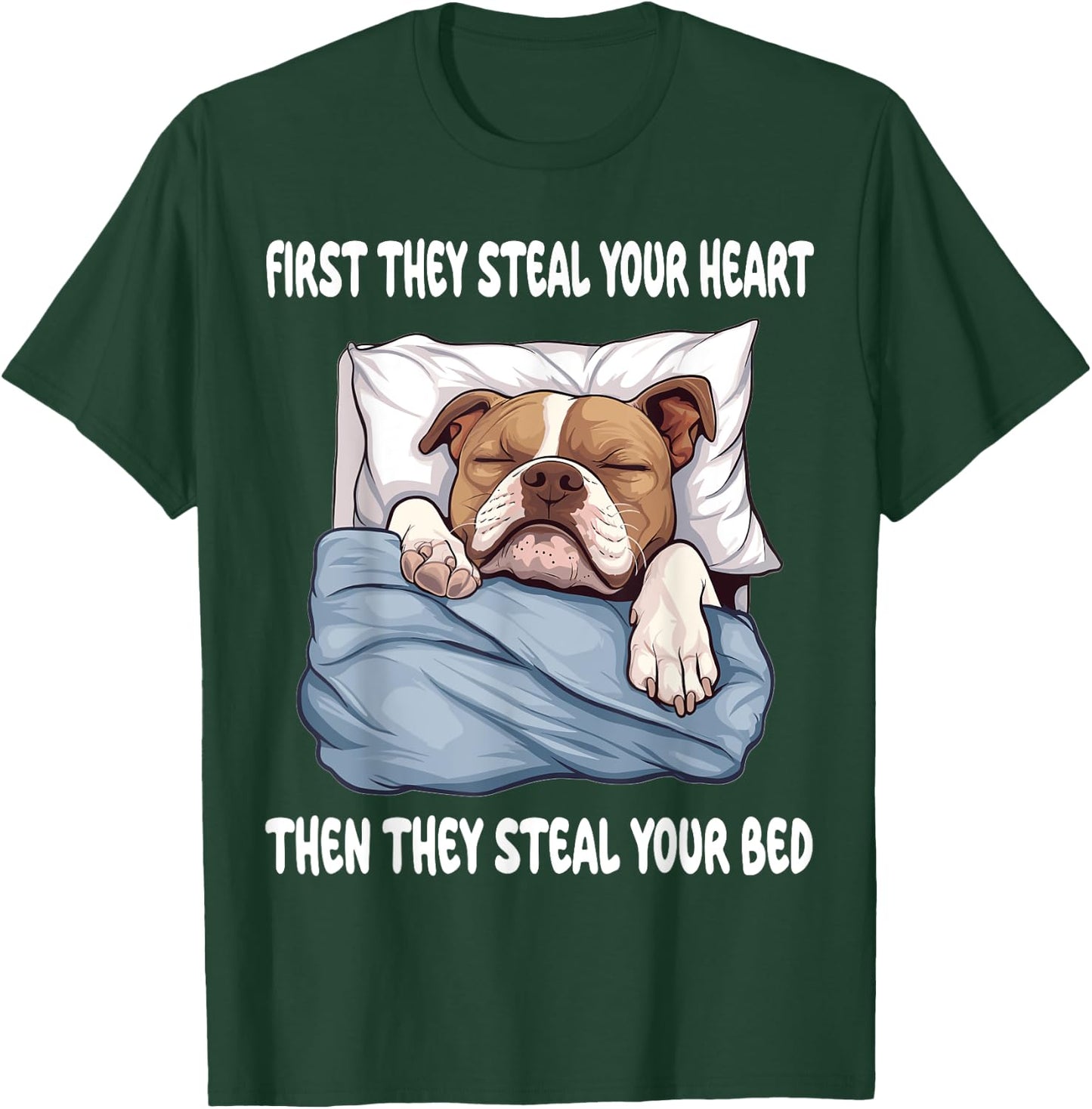 American Staffordshire Terrier Sleeping Pajamas Nightgown T-Shirt - T-Shirt | Forest