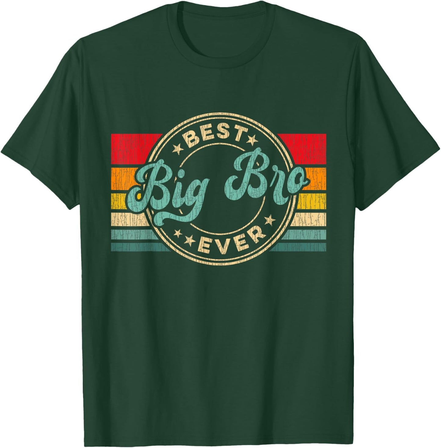 Best Big Brother Ever Vintage Retro Big Brother Gift T-Shirt - T-Shirt | Forest