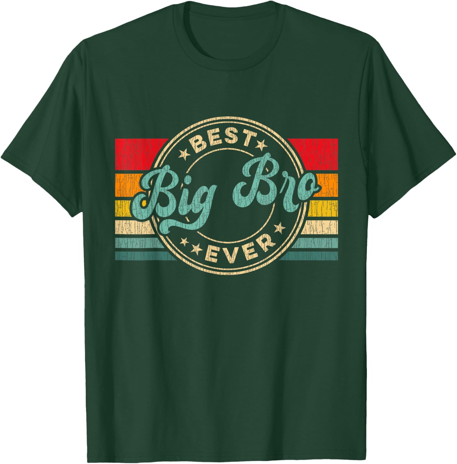 Best Big Brother Ever Vintage Retro Big Brother Gift T-Shirt - T-Shirt | Forest