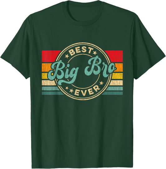 Best Big Brother Ever Vintage Retro Big Brother Gift T-Shirt - T-Shirt | Forest