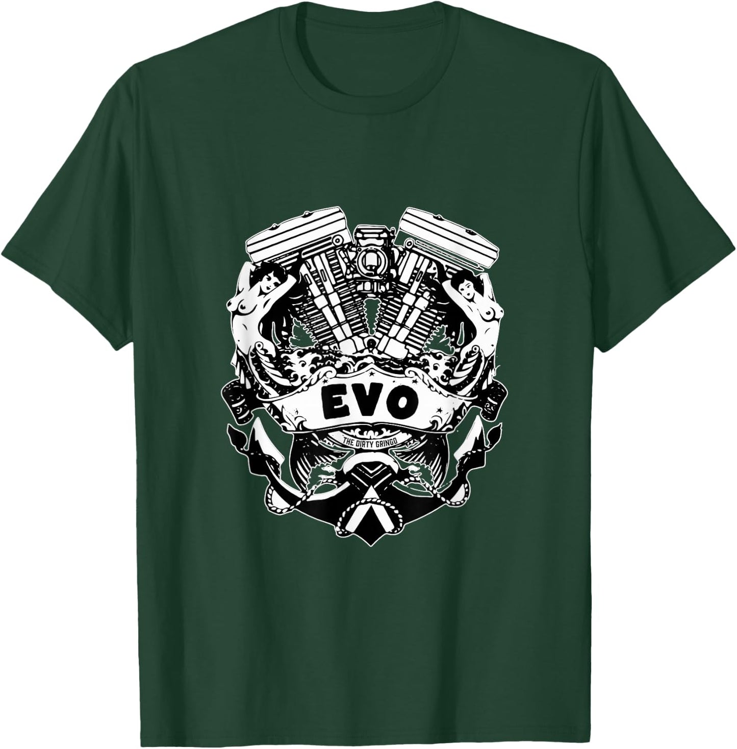The Dirty Gringo Evo Motorcycle Evolution VTwin Flash Tattoo T-Shirt - T-Shirt | Forest