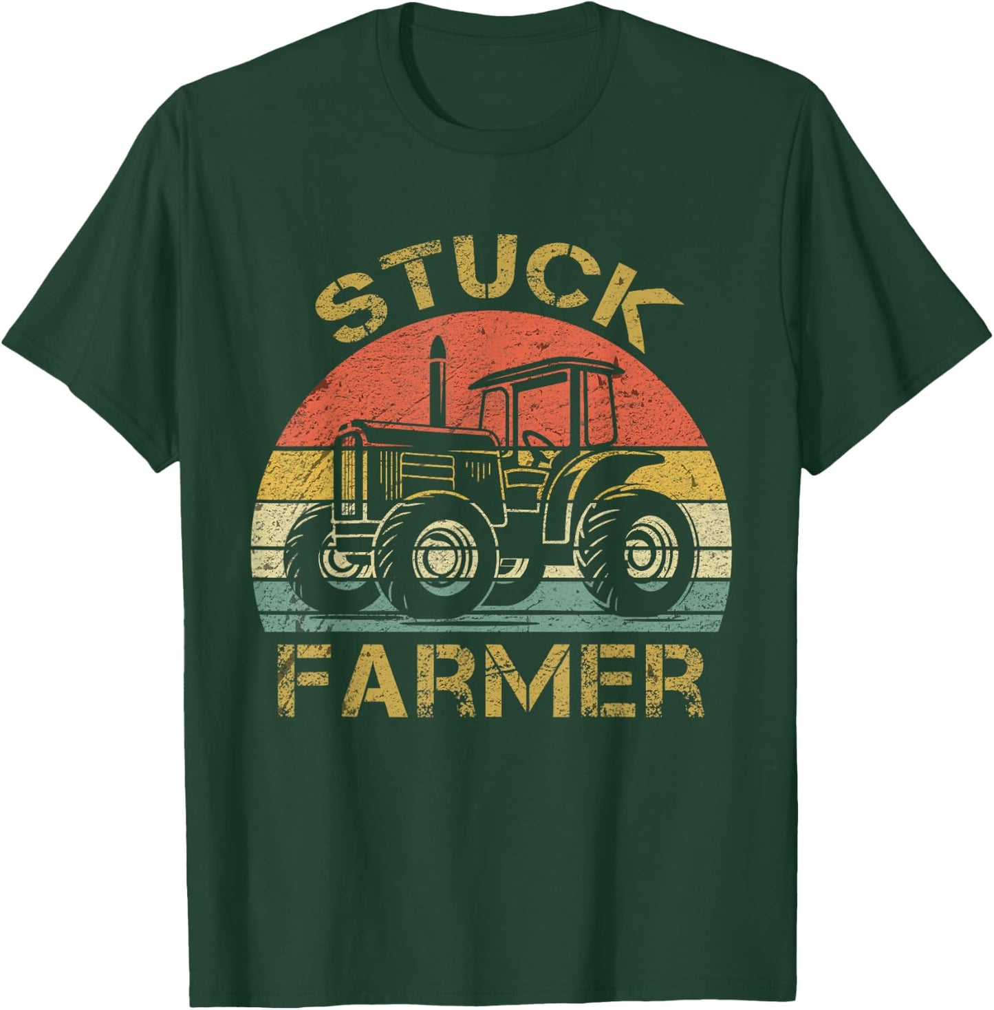 Funny Vintage Stuck Farmer , farmer men women and kids T-Shirt - T-Shirt | Forest
