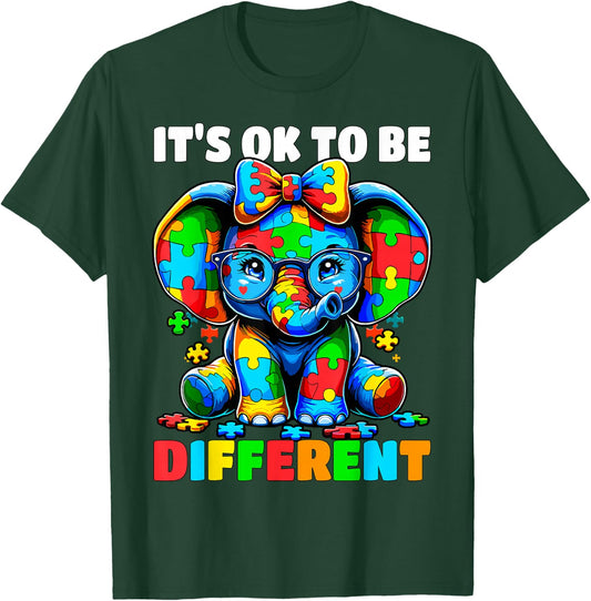 Autism Awareness It's ok to be Different Elephant T-Shirt - T-Shirt | Forest