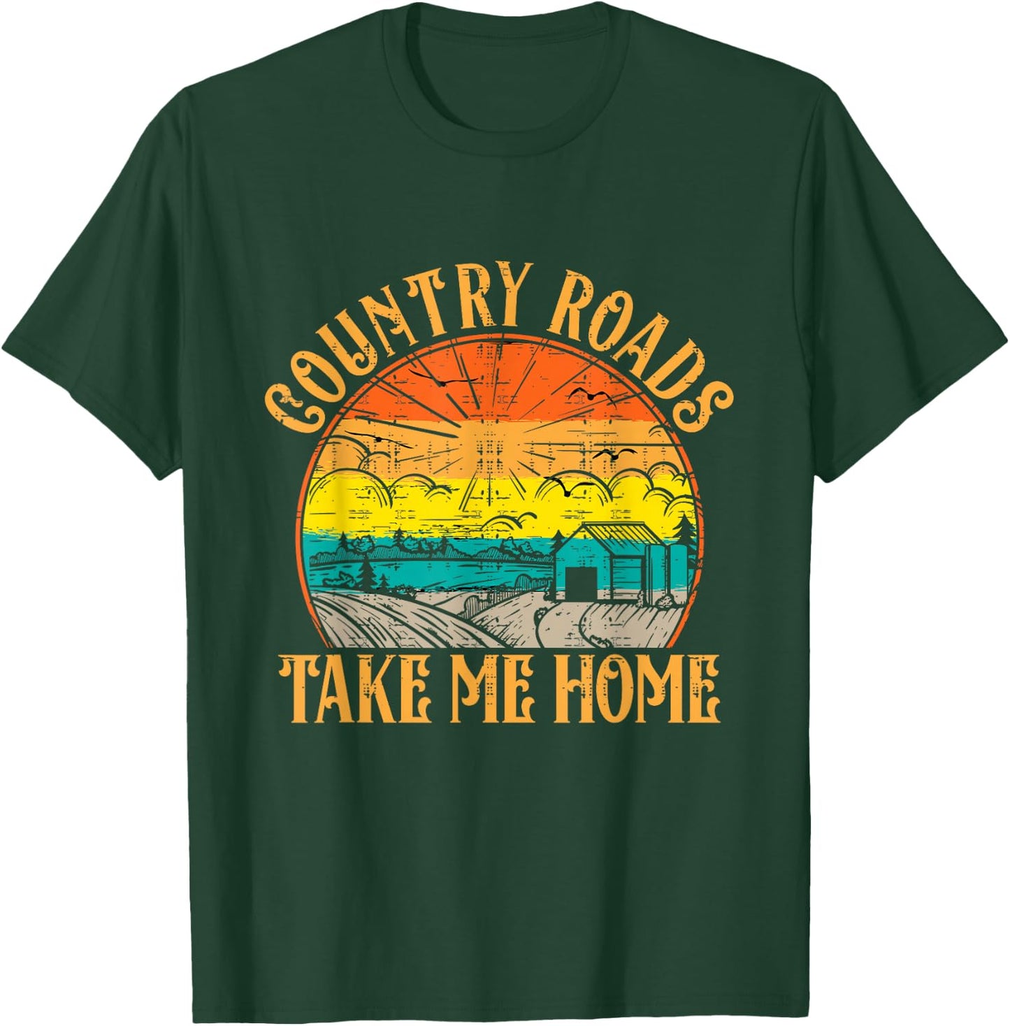Vintage Retro Music Fans Country Roads Take Me Home T-Shirt - T-Shirt | Forest