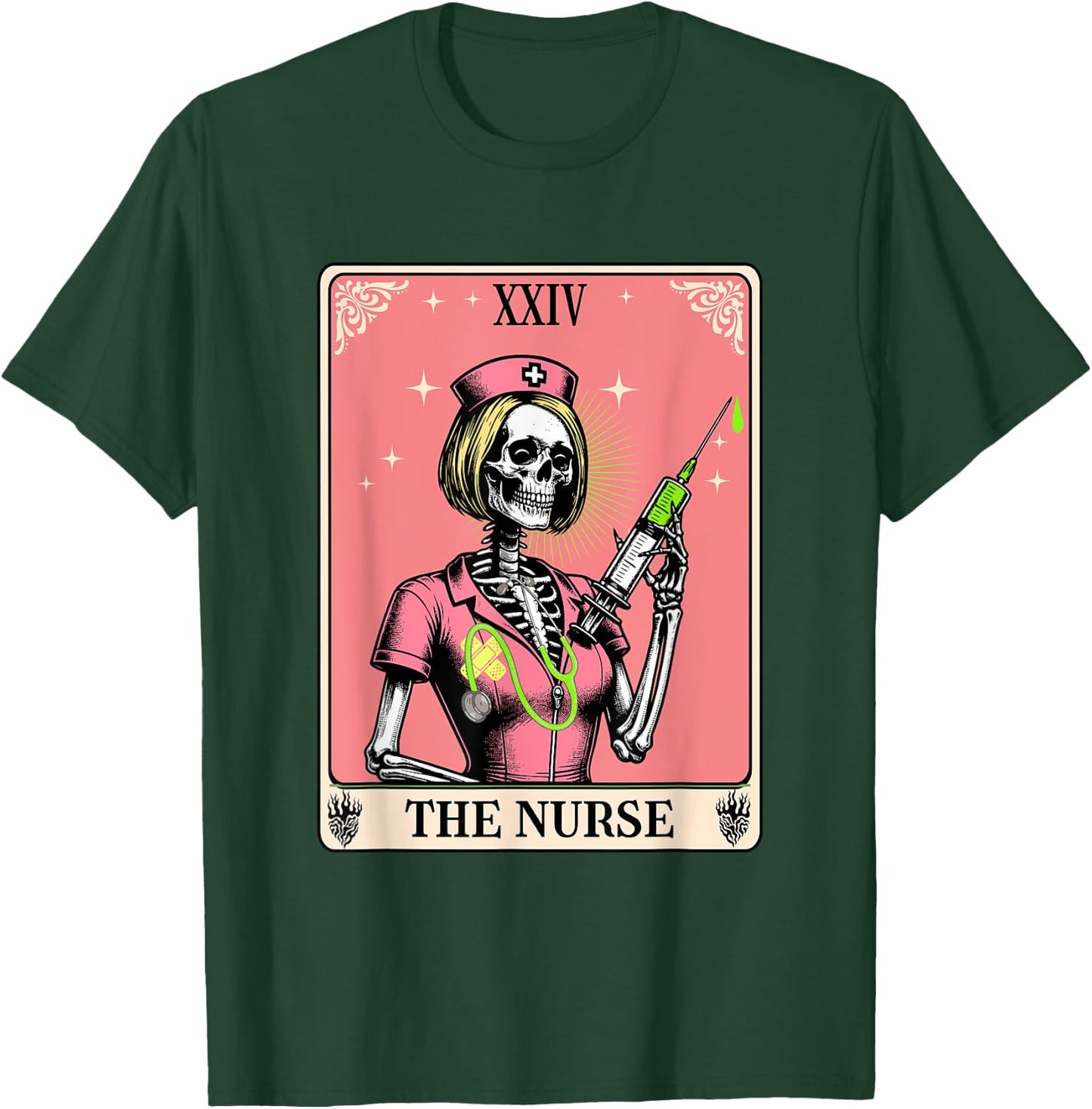The Nurse Tarot Card Whimsy Goth Skeleton Girl Halloween T-Shirt - T-Shirt | Forest