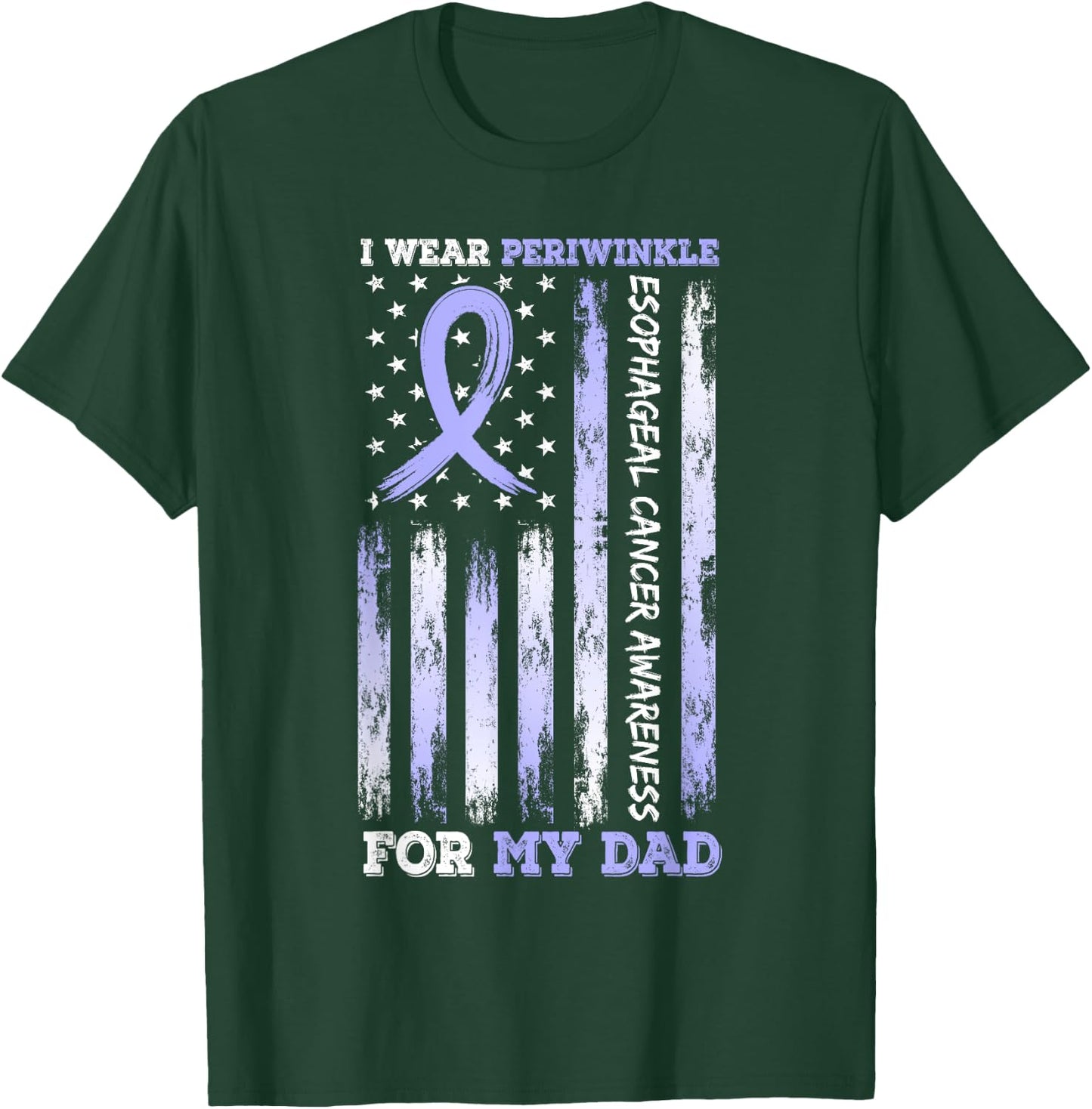 I Wear Periwinkle For My Dad USA Flag Ribbon Esophageal T-Shirt - T-Shirt | Forest