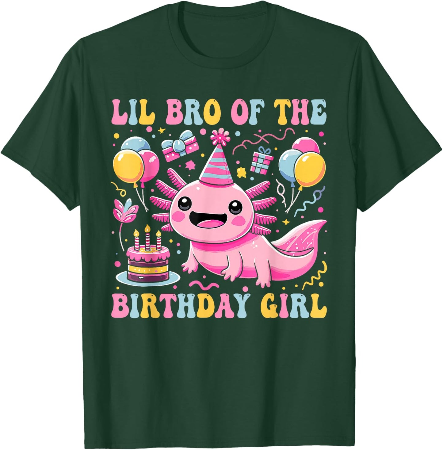 Lil Brother Of the Birthday Axolotl Girl Matching Family T-Shirt - T-Shirt | Forest