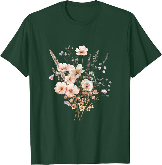Summer Flower Botanical Nature Lover Floral Art Wildflower Women Kids T-Shirt - T-Shirt | Forest