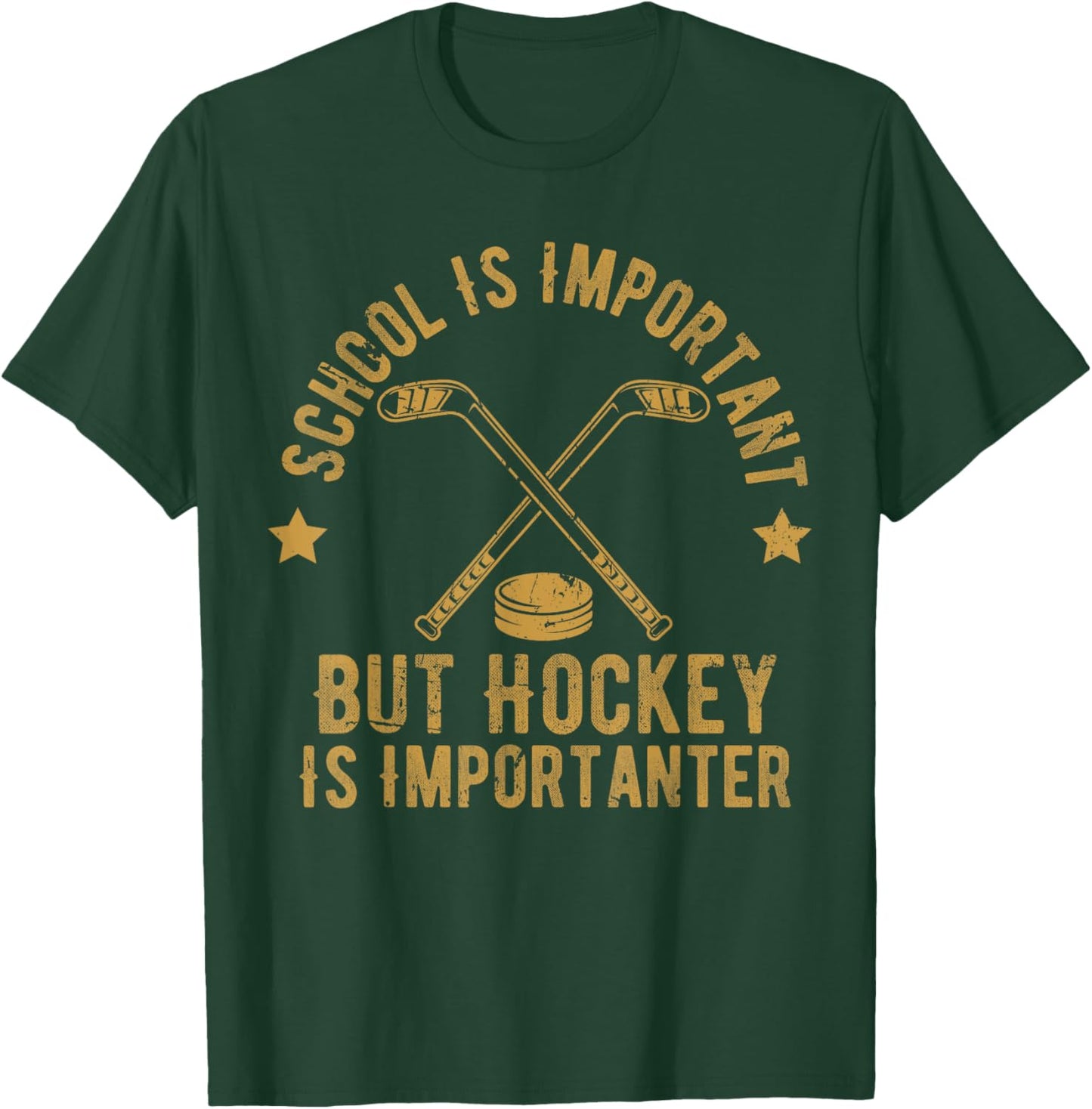 Funny Hockey School Is Important But Hockey is Importanter T-Shirt - T-Shirt | Forest