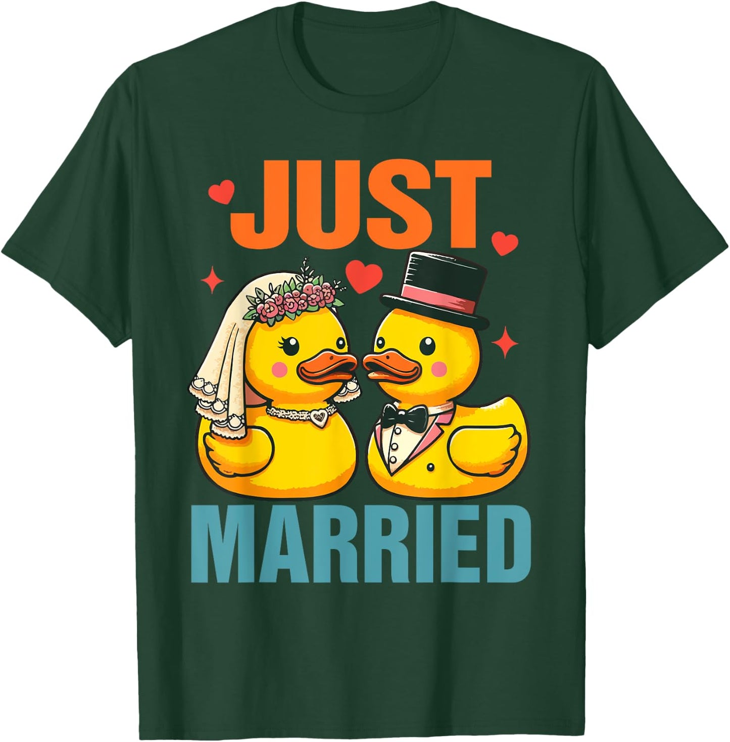 Bride & Groom Newlywed Wedding Rubber Ducks Just Married T-Shirt - T-Shirt | Forest