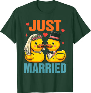 Bride & Groom Newlywed Wedding Rubber Ducks Just Married T-Shirt - T-Shirt | Forest