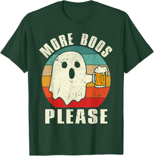 Retro More Boos Please Ghost Beer Halloween Drinking Costume T-Shirt - T-Shirt | Forest