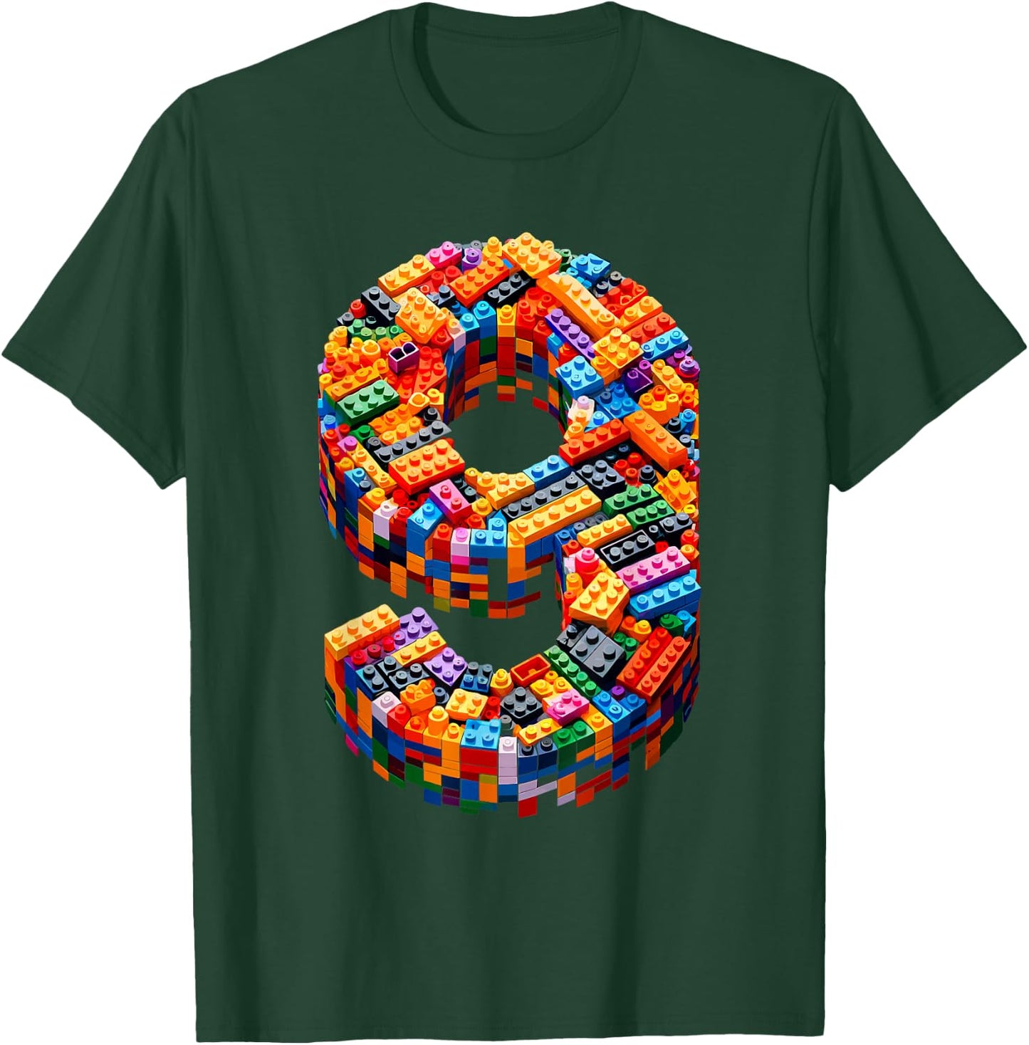 9 Year Old Blocks Building Master Builder 9th Birthday Boy T-Shirt - T-Shirt | Forest