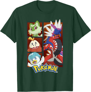 Pokémon Koraidon & Paldea Starters Boxed Up Portraits T-Shirt - T-Shirt | Forest