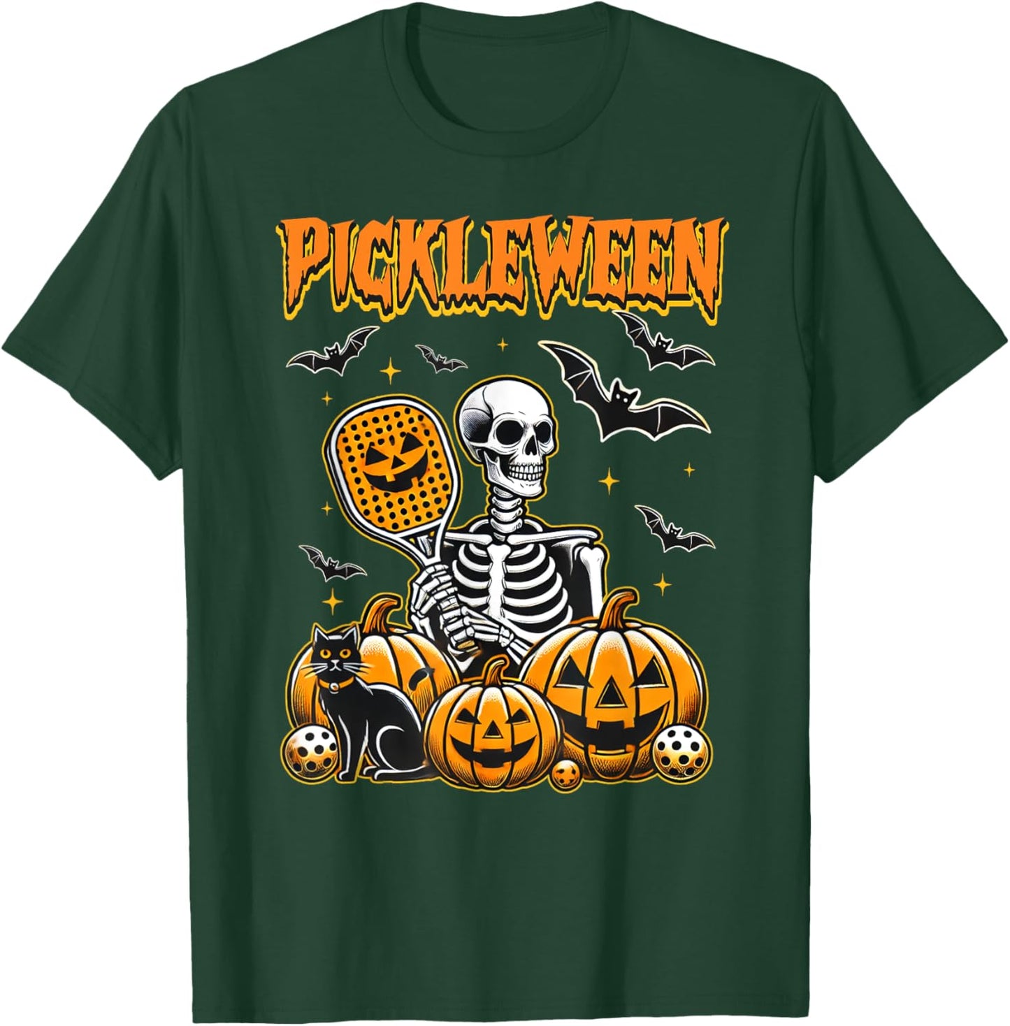Pickleween Halloween Scary Sekeleton Pickleball Players T-Shirt - T-Shirt | Forest