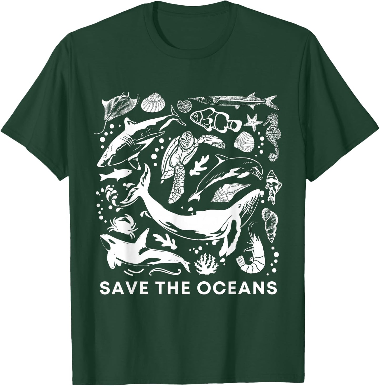 Save the Oceans-Whale Turtle Orca, Climate change-sea lover T-Shirt - T-Shirt | Forest
