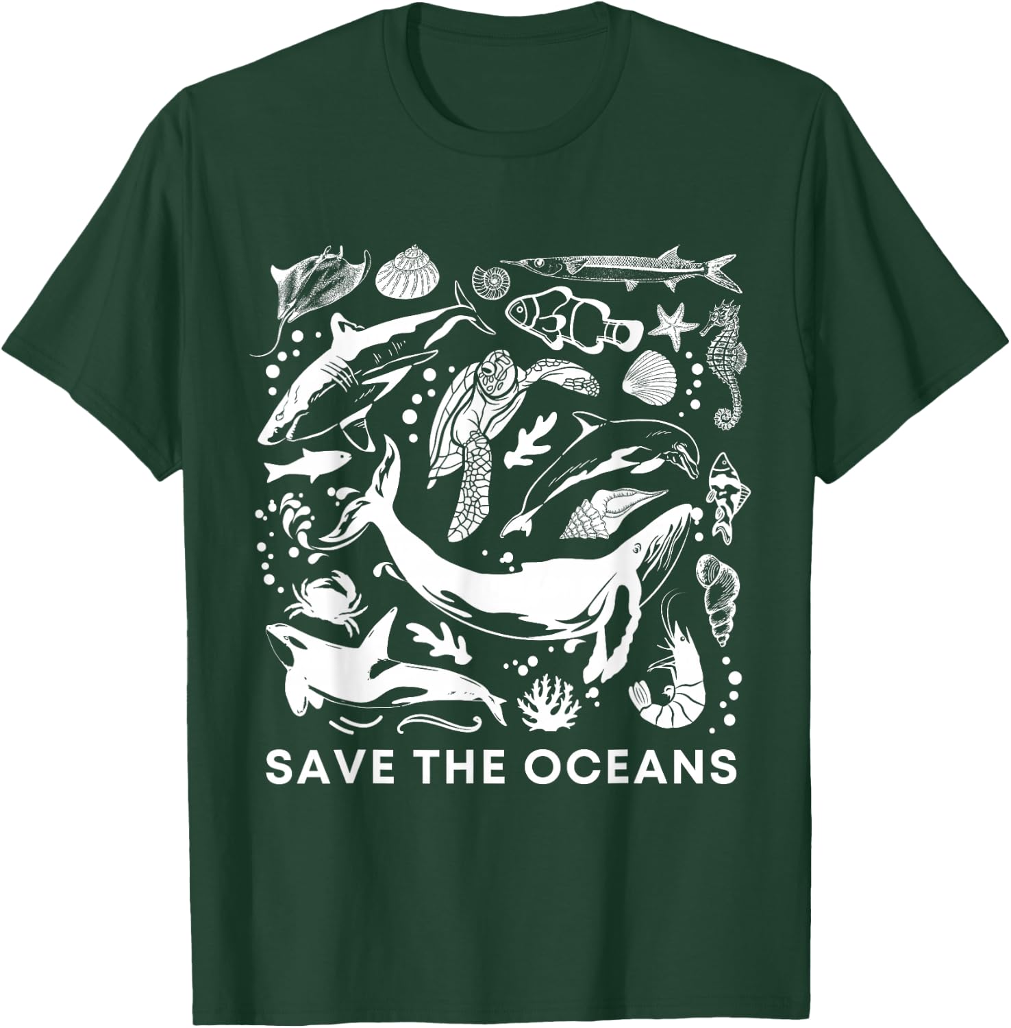 Save the Oceans-Whale Turtle Orca, Climate change-sea lover T-Shirt - T-Shirt | Forest