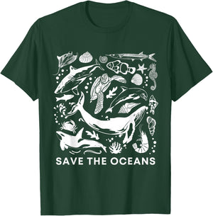 Save the Oceans-Whale Turtle Orca, Climate change-sea lover T-Shirt - T-Shirt | Forest
