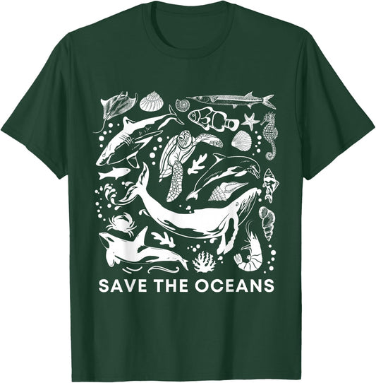 Save the Oceans-Whale Turtle Orca, Climate change-sea lover T-Shirt - T-Shirt | Forest
