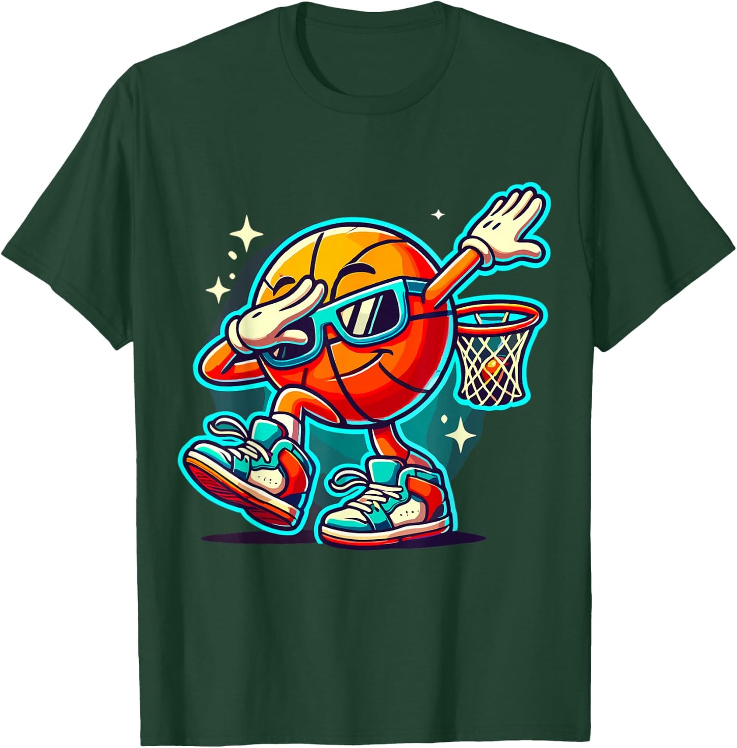 Dabbing Basketball with Sunglasses T-Shirt - T-Shirt | Forest