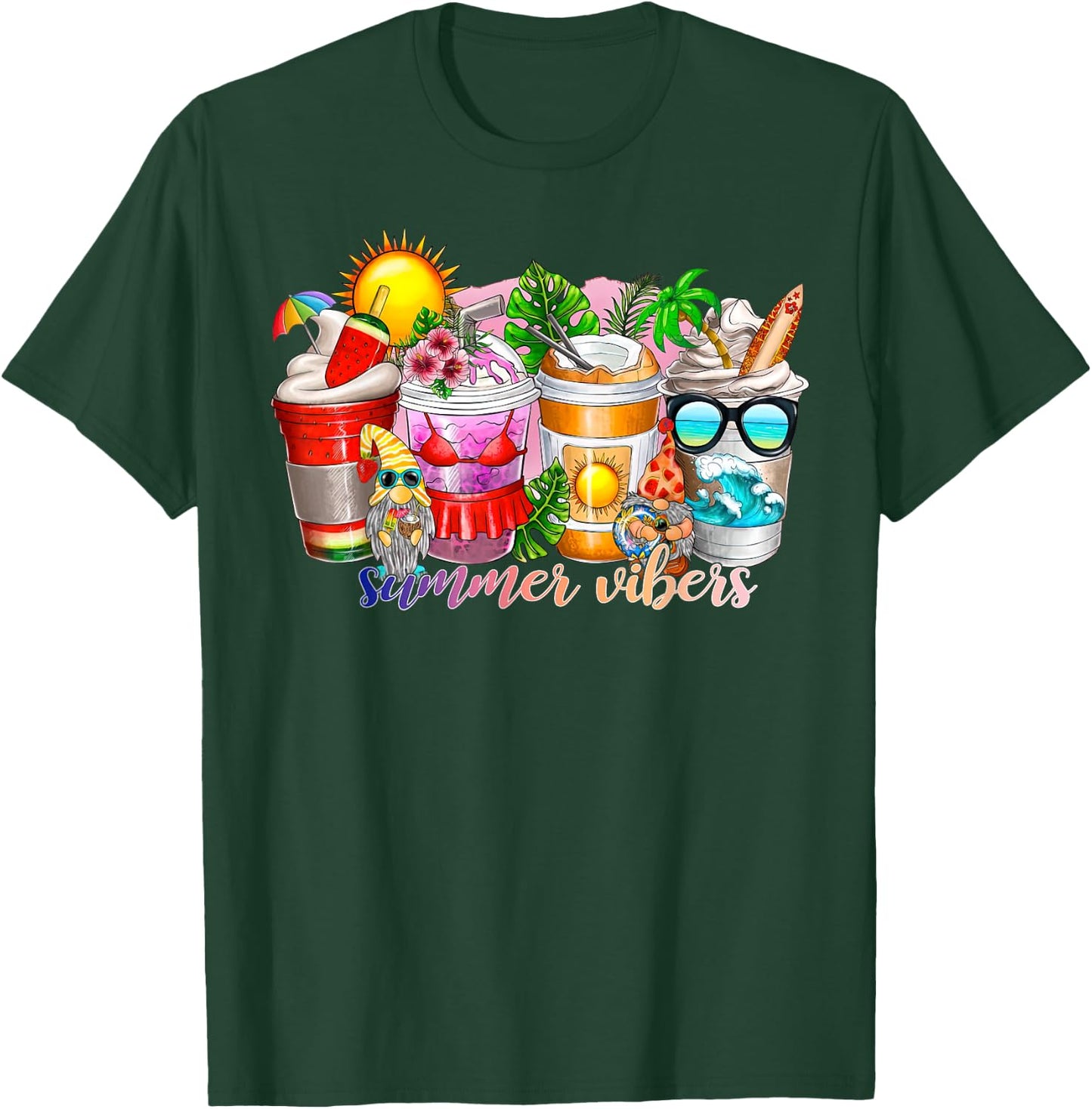 Summer Vibes Iced Latte Fruit Juice Tropical Summer Vacation T-Shirt - T-Shirt | Forest