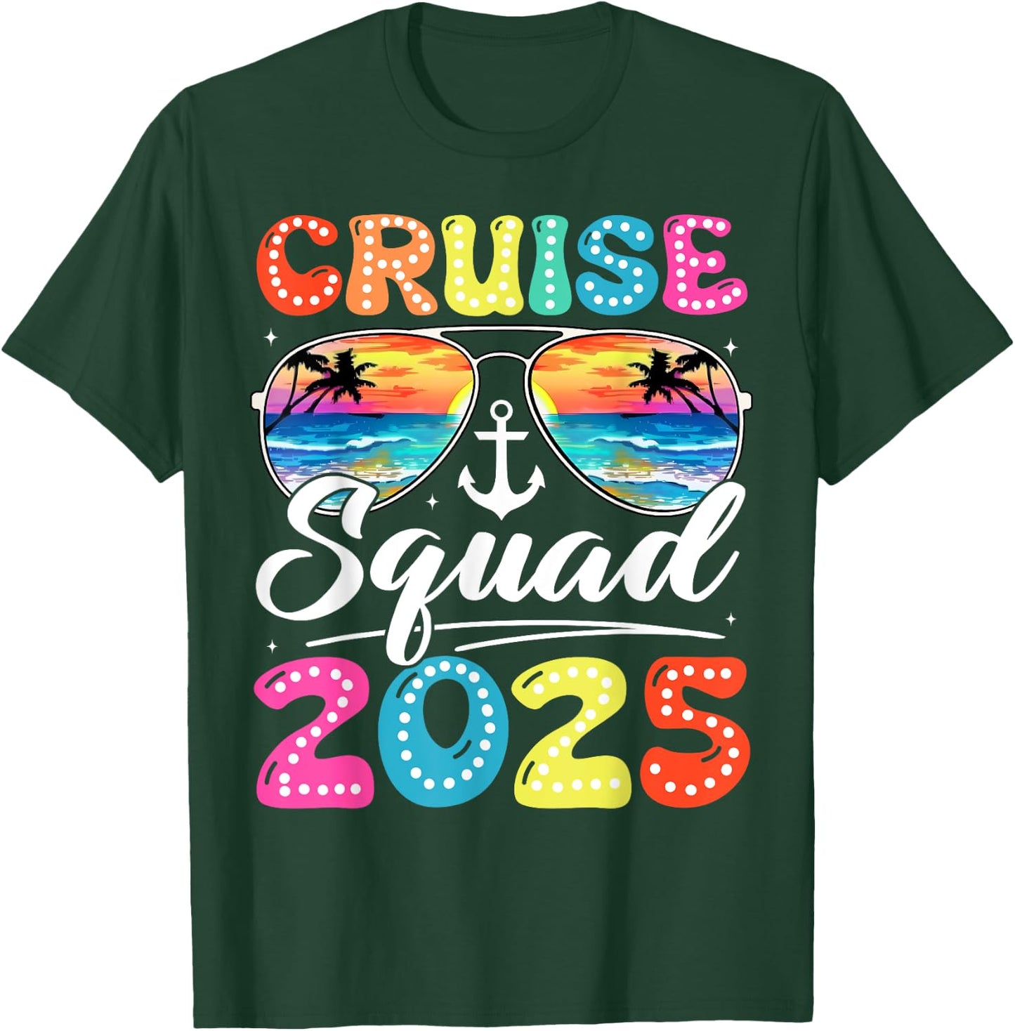 Cruise Squad 2025 Family Friends Vacation Cruising Groovy T-Shirt - T-Shirt | Forest