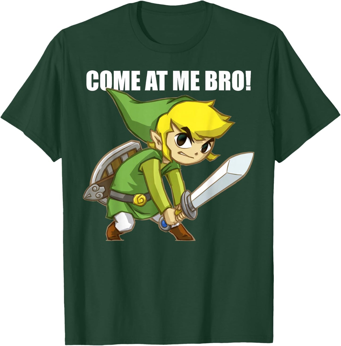 Legend Of Zelda Come At Me Bro! Link Action Pose T-Shirt - T-Shirt | Forest
