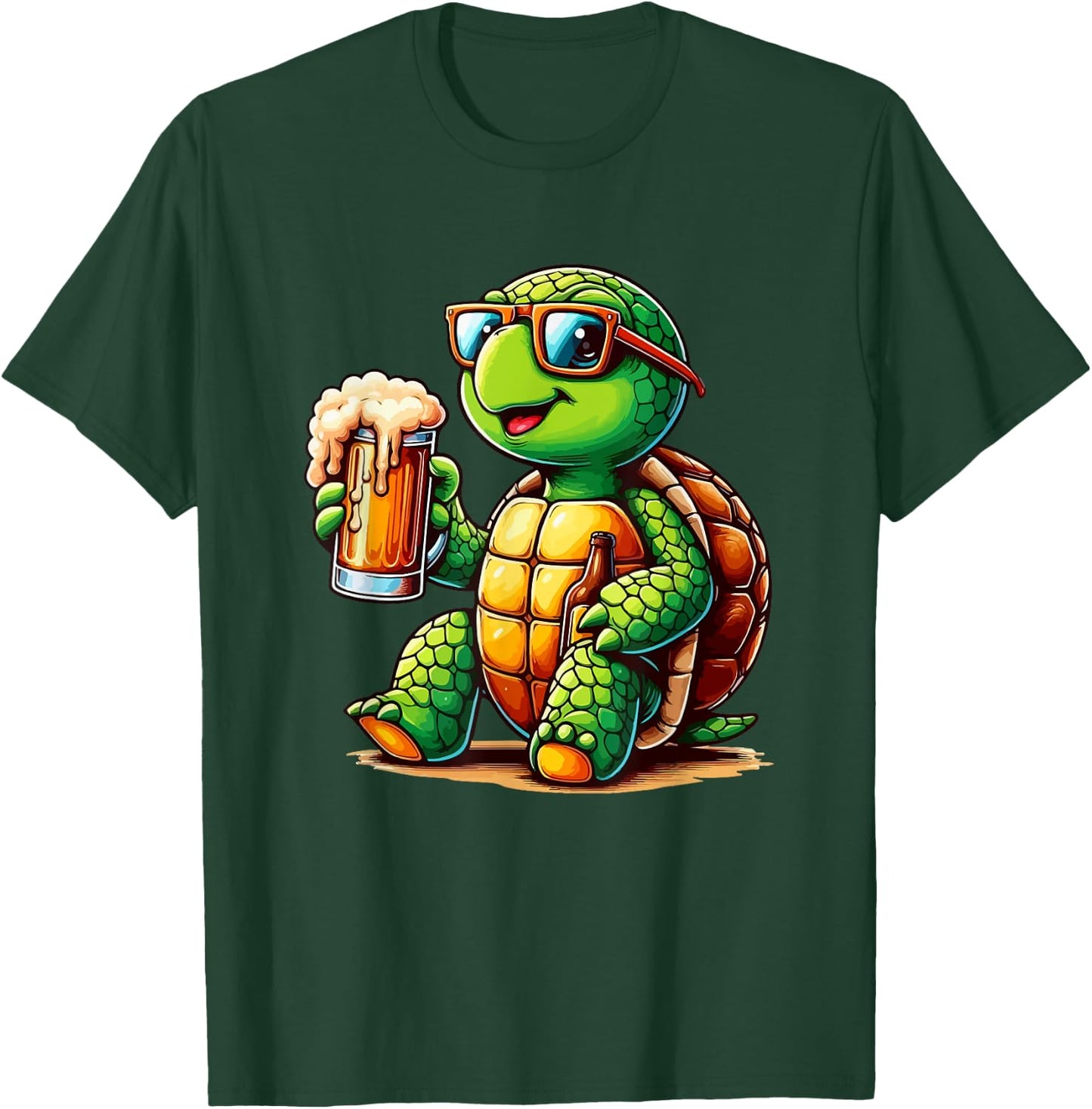 Turtle Drinking Beer Oktoberfest Holiday German Funny Party T-Shirt - T-Shirt | Forest