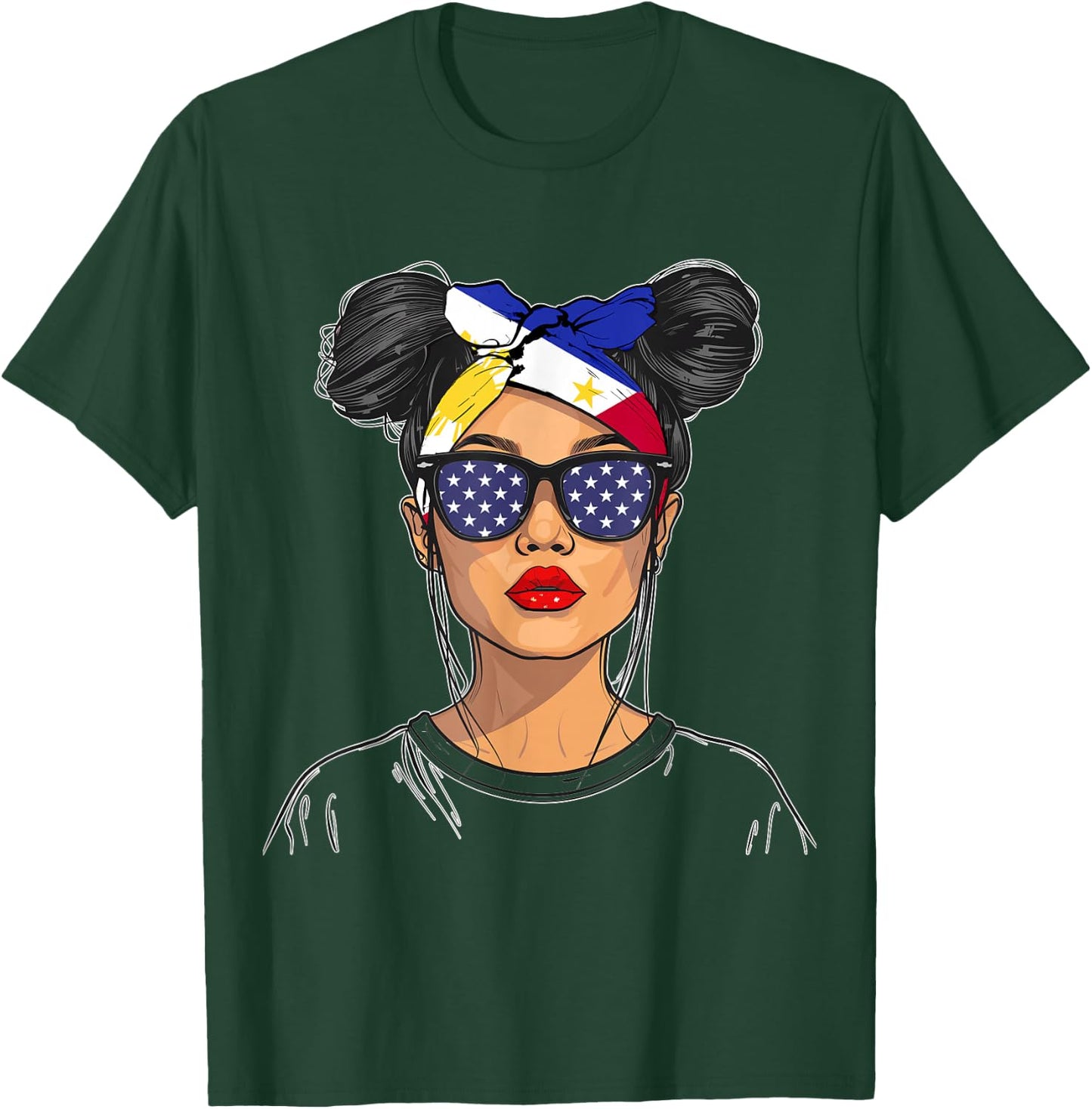 Philippines Flag Outfit for Woman American Souvenir Filipina T-Shirt - T-Shirt | Forest