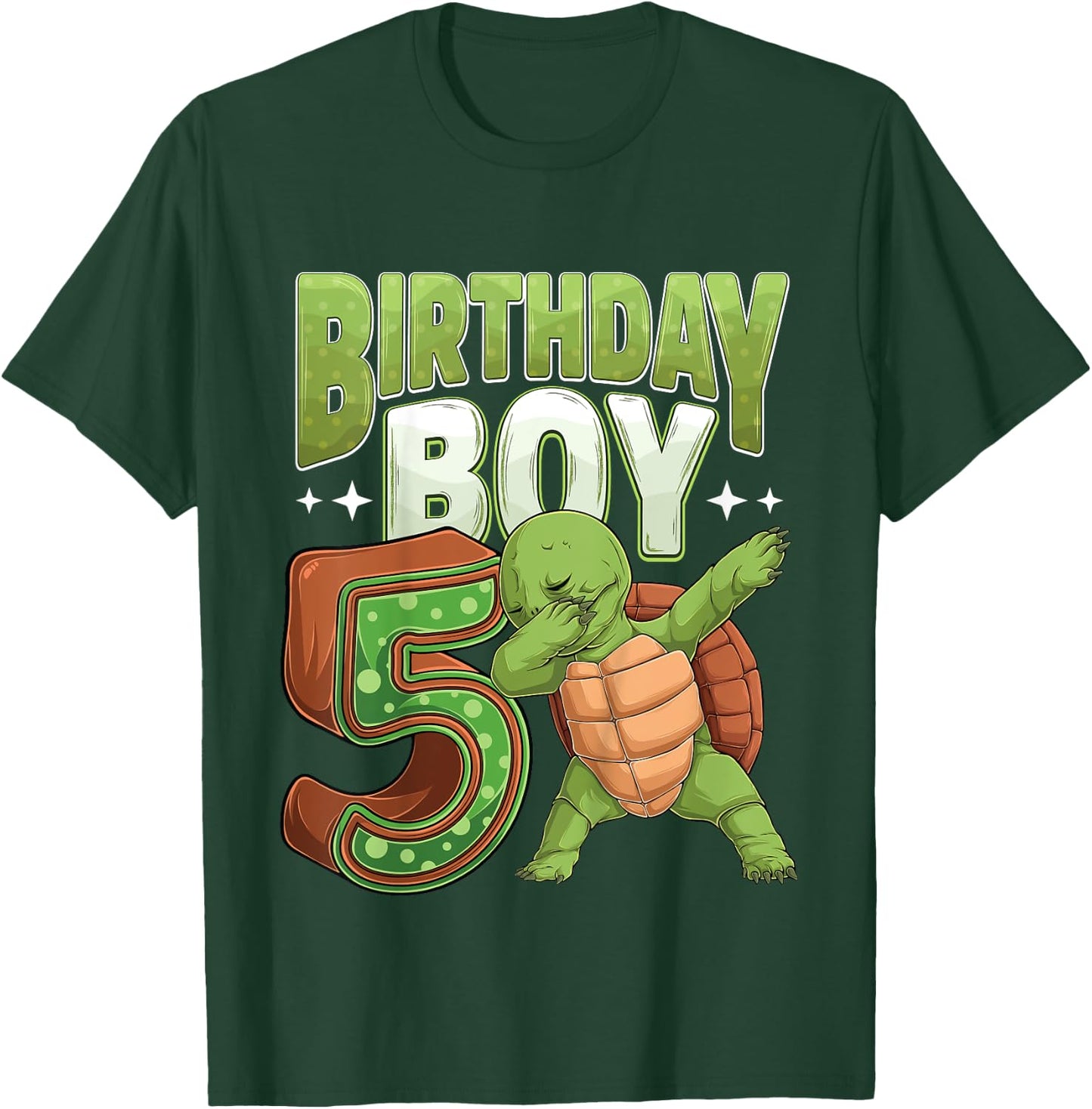 Kids 5 year old Turtle animal lovers 5th Birthday Boy T-Shirt - T-Shirt | Forest
