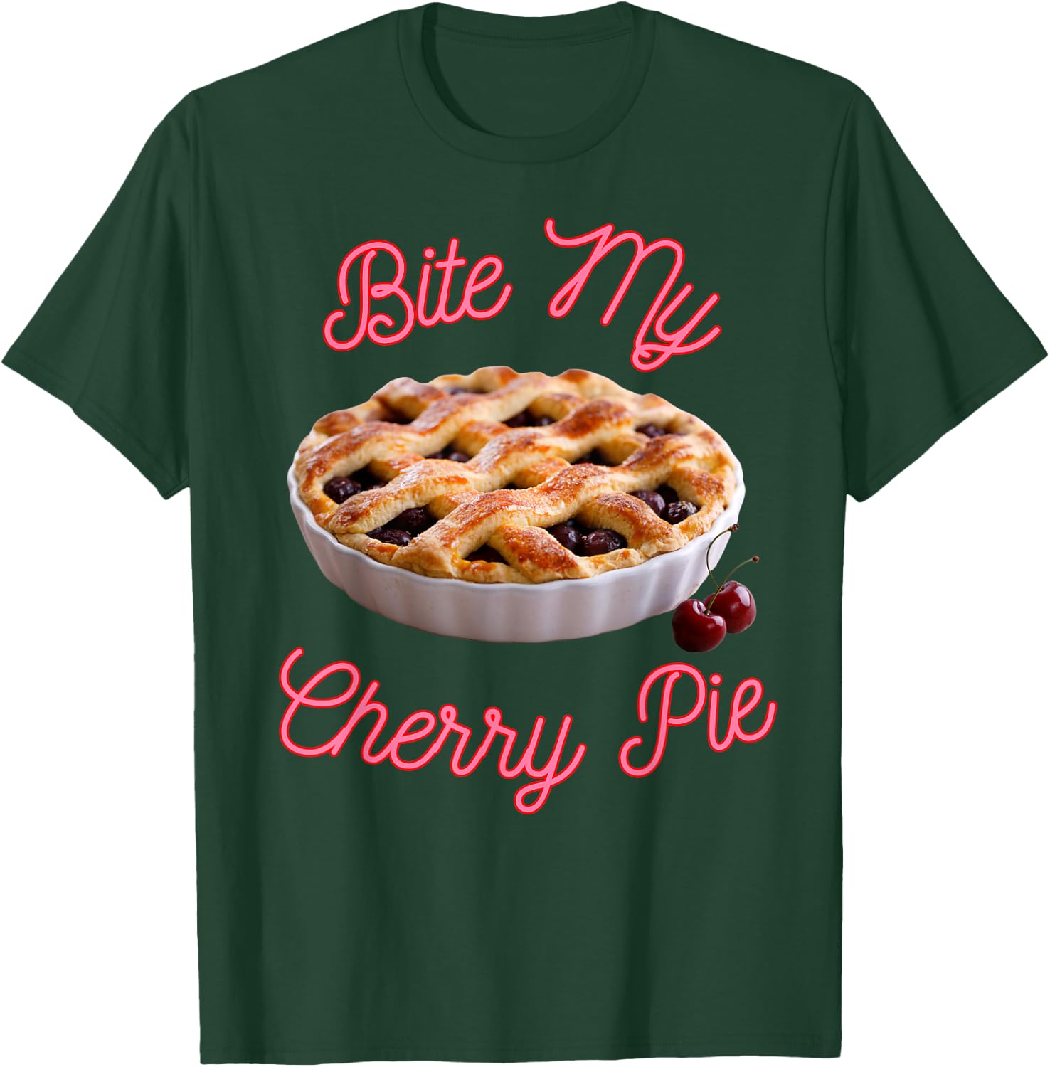 Bite My Cherry Cream Pie Funny sarcastic cherries T-Shirt - T-Shirt | Forest