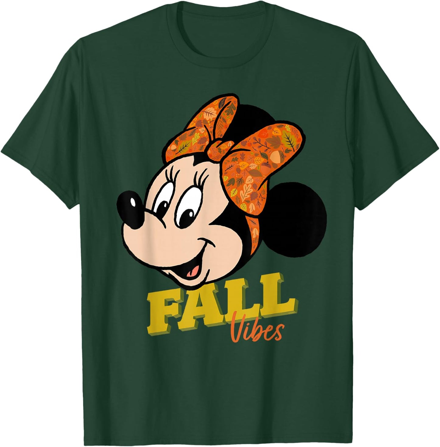 Disney Minnie Mouse Fall Vibes Autumn Leaves T-Shirt - T-Shirt | Forest
