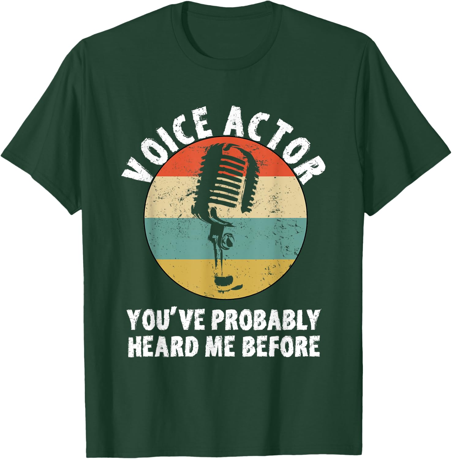 Voice Actor Design Vintage Microphone Voice Over Artist T-Shirt - T-Shirt | Forest