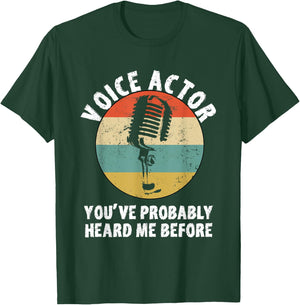 Voice Actor Design Vintage Microphone Voice Over Artist T-Shirt - T-Shirt | Forest