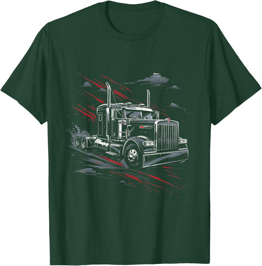 18-Wheeler Truck Vector T-Shirt - T-Shirt | Forest