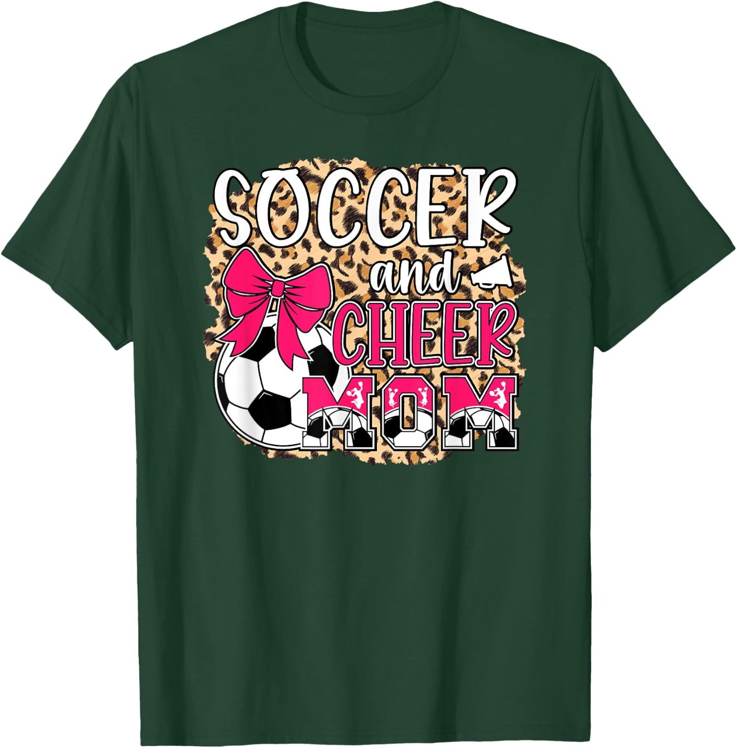 Soccer And Cheer Mom Leopard Cheerleader & Soccer Player Mom T-Shirt - T-Shirt | Forest