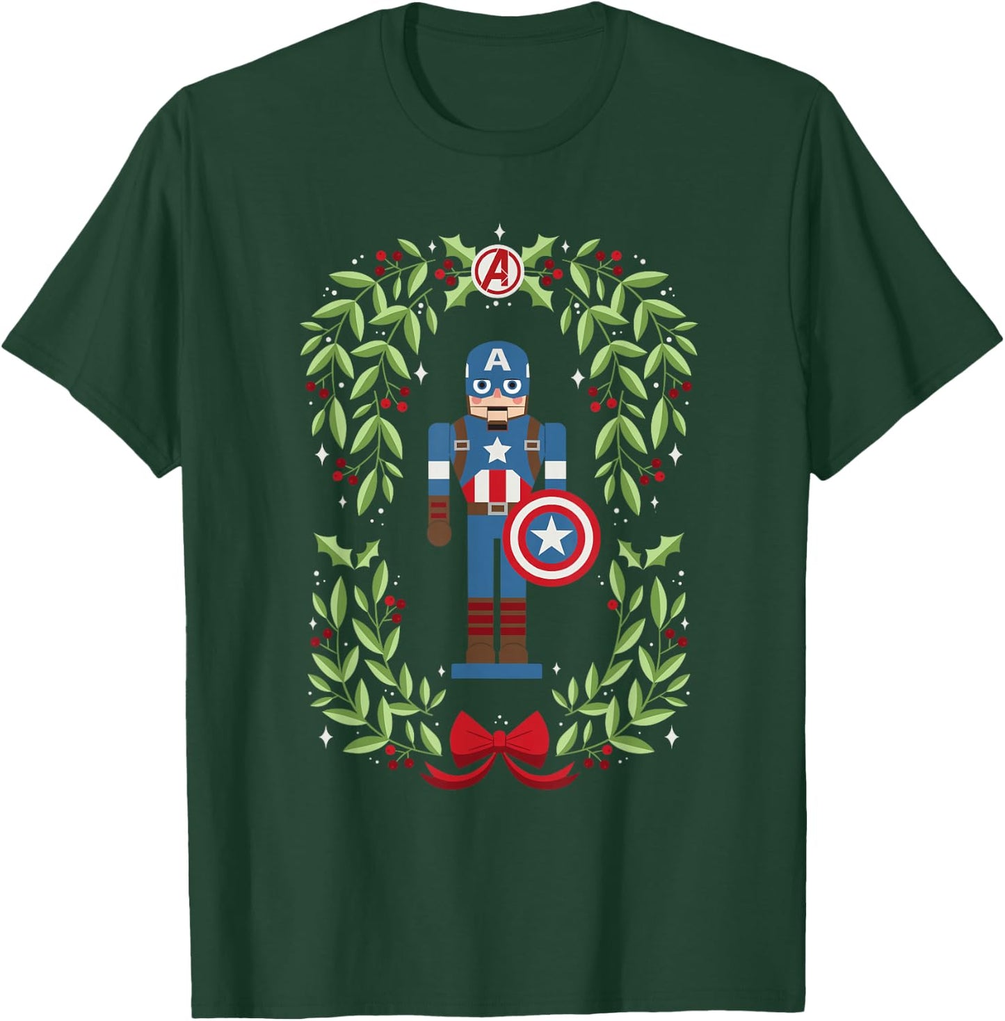 Marvel Holiday Christmas Avengers Captain America Nutcracker T-Shirt - T-Shirt | Forest