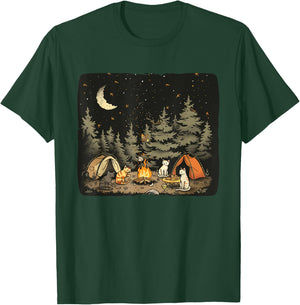 Camping Cat Costume for funny Adventures in Nature Women Kids T-Shirt - T-Shirt | Forest