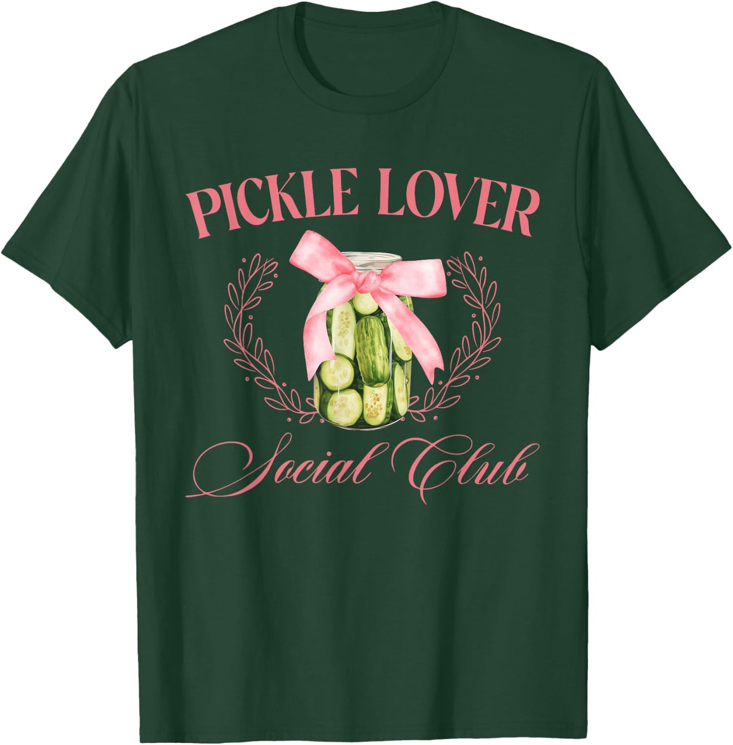 Pickle Lover Coquette Pickle Jar Food Aesthetic Social Club T-Shirt - T-Shirt | Forest