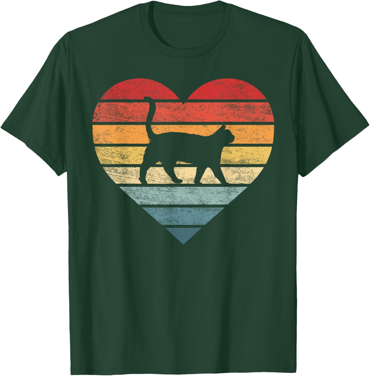 Cat Lover Gifts Vintage Pet Owner Kitty Heart Silhouette T-Shirt - T-Shirt | Forest