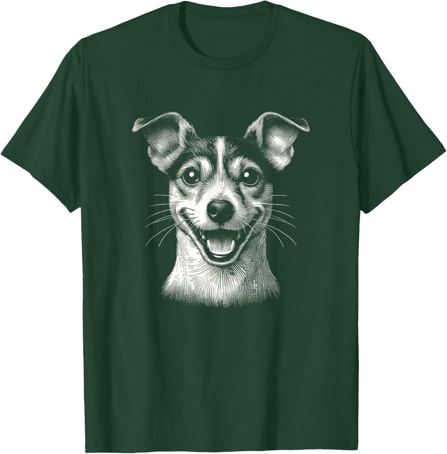 Rat Terrier Dog Face Art Design And Men T-Shirt - T-Shirt | Forest